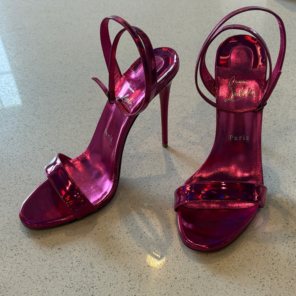 Christian Louboutin Metallic Pink Stiletto Sandals